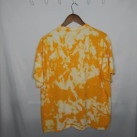 Upcycled Custom Bleached Tie Dye Yellow T-shirt Sz XL * - Picture 2 of 3